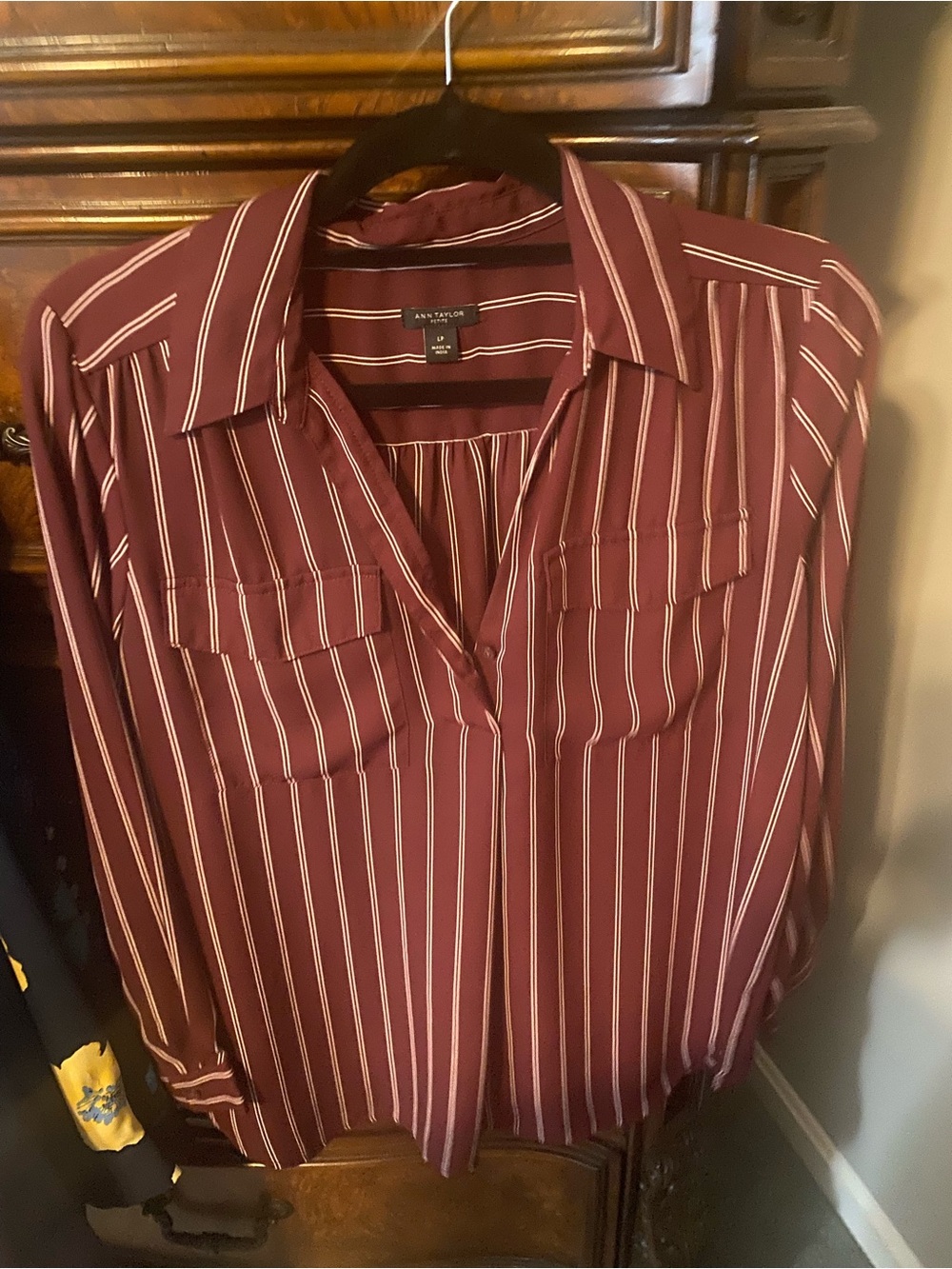 Ann Taylor striped camp popover blouse